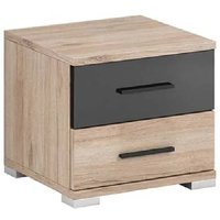 Basalt Wooden Bedside Cabinet With 2 Drawers In San Remo Oak