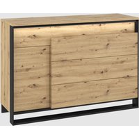 Qesso Wooden Sideboard 1 Door 3 Drawers In Artisan Oak With LED