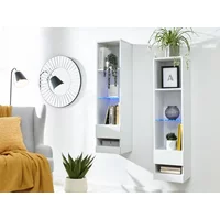 GFW Galicia White Set of Two Tall Shelf Units with LED Lighting