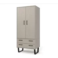 Core Texas Grey Waxed Pine 2 Door 2 Drawer Double Wardrobe