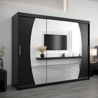 Eden Mirrored Wardrobe 3 Sliding Doors 250cm In Black