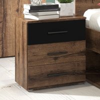 Biloxi Wooden Bedside Cabinet With 3 Drawers In Monastery Oak