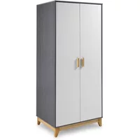Seconique Cleveland Grey and White 2 Door Double Wardrobe