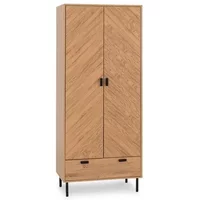 Seconique Leon Oak 2 Door 1 Drawer Double Wardrobe