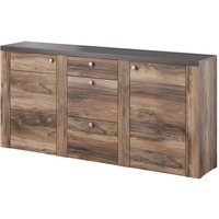 Leon Wooden Sideboard With 2 Doors 3 Drawers In Satin Oak