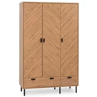 Seconique Leon Oak 3 Door 2 Drawer Triple Wardrobe