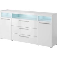 Izola Gloss Sideboard Wide 2 Doors 3 Drawers In White With LED