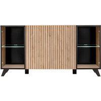 Lagos Wooden Sideboard With 4 Doors In Hickory Oak And LED