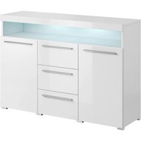 Izola Gloss Sideboard 2 Doors 3 Drawers In White With LED