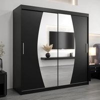 Eden Mirrored Wardrobe 2 Sliding Doors 200cm In Black