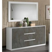 Graz Sideboard 2 Doors With Mirror In Matt White And Oxide