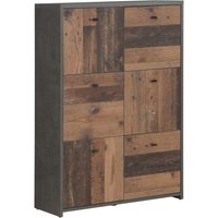 Beile Wooden Sideboard 6 Doors In Dark Grey And Concrete