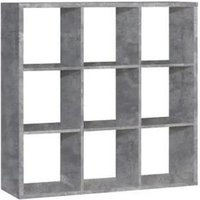 Mabon Wooden Bookcase With 9 Open Cubes In Concrete Effect