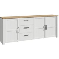 Belgin Wooden Large Sideboard With 3 Doors 3 Drawers In White Oak