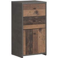 Beile Storage Cabinet 1 Door 2 Drawers In Dark Grey Concrete