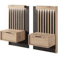 Turin Wooden Set Of 2 Bedside Tables In Artisan Oak