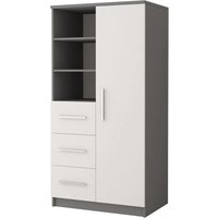 Oxnard Wooden Highboard With 1 Door 3 Drawers In Matt Grey