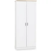 Seconique Portland White and Oak 2 Door Double Wardrobe