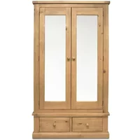 Archers Langdale 2 Door 2 Drawer Pine Wooden Double Mirrored Wardrobe Part Assembled
