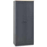 Seconique Portland Grey and Oak 2 Door Double Wardrobe