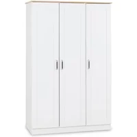 Seconique Portland White and Oak 3 Door Triple Wardrobe