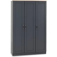 Seconique Portland Grey and Oak 3 Door Triple Wardrobe