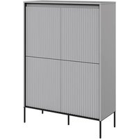 Trier Wooden Highboard With 4 Doors In Matt Grey