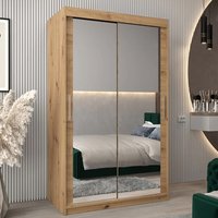 Tavira III Mirrored Wardrobe 2 Sliding Doors 120cm In Artisan Oak