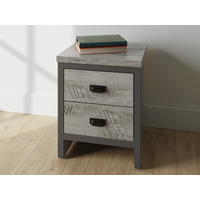GFW Boston 2 Drawer Bedside Table Distressed Grey Bedside Chest