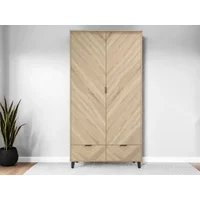 LPD Stockholm Chevron Light Oak 2 Door 2 Drawer Double Wardrobe