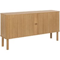 Lampe Wooden Storage Cabinet Wide With Sliding Doors In Oak