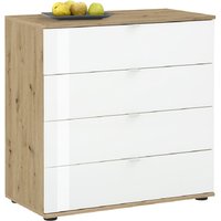 Palmer Wooden Chest Of 4 Drawers With White Glass Fronts In Pine
