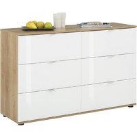 Palmer Wooden Chest Of 6 Drawers With White Glass Fronts In Pine