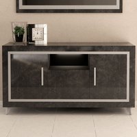 Sarver High Gloss Sideboard With 3 Doors In Black And LED