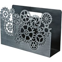 Brooklyn Metal Gear Wheels Magazine Rack In Silver
