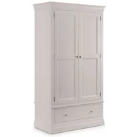 Julian Bowen Clermont Light Grey 2 Door 1 Drawer Wardrobe