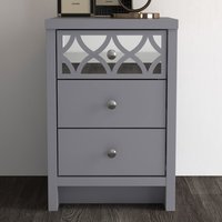 Asmara Wooden Bedside Cabinet With 3 Drawers In Cool Grey