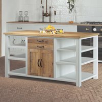 Savona Wooden Kitchen Island With 2 Doors 2 Drawers In White Oak