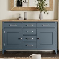 Sanford Wooden Sideboard With 2 Doors 6 Drawers In Blue And Oak
