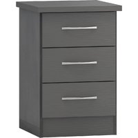 Mack Wooden Bedside Cabinet With 3 Drawers In Grey