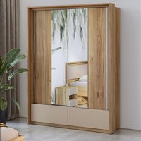 Irving Mirrored Wardrobe With 2 Sliding Doors In Mauvella Oak