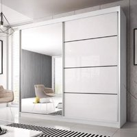 Mesa 183cm Mirrored Wardrobe And 2 Sliding Doors In White Gloss