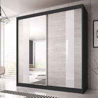 Mesa 183cm Mirrored Wardrobe And 2 Sliding Doors In Matt Black