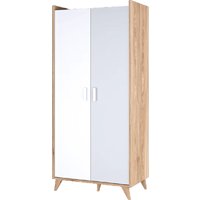 Muncie Wooden Wardrobe With 2 Doors In White And Oak