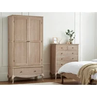 Julian Bowen Camille Limed Oak 2 Door 1 Drawer Wardrobe