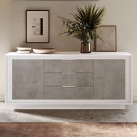 Skokie Wooden Sideboard 2 Doors 3 Drawers In Matt White And Cement