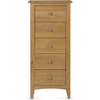 Kamiah Narrow Wooden Chest Of 5 Drawers In Oak