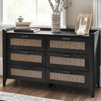 Sumter Wooden Chest Of 6 Drawers In Black Ash And Oak