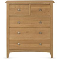 Kamiah Wide Wooden Chest Of 5 Drawers In Oak