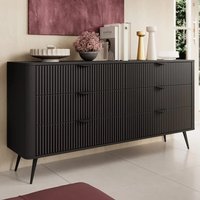 Lampe Wooden Chest Of 6 Drawers With Metal Legs In Black
